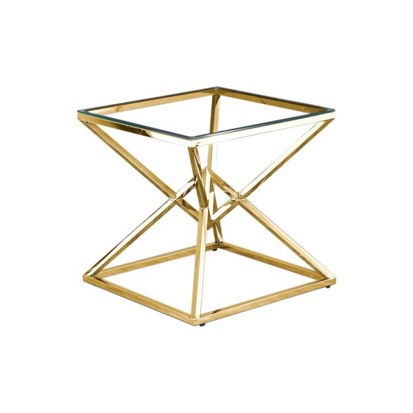 Kd Gabinetes Clear Glass With Gold Plated Side Table - KD2815149