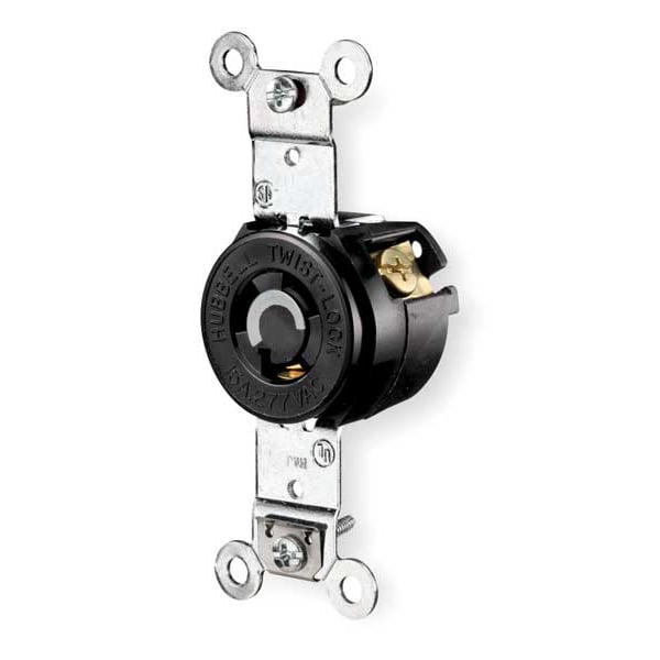 Receptáculo de Bloqueo por Giro de 15A de Hubbell 2P 3W 277VAC L7-15R BK - HBL4760