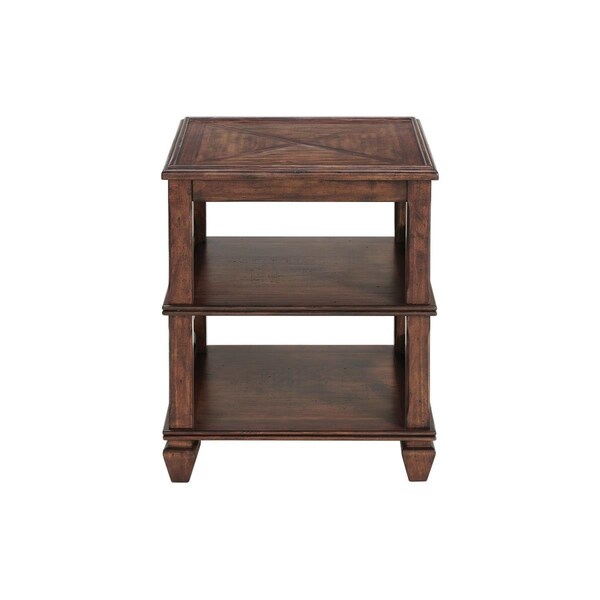 Kd Cama De Bebe 21 in. Stockbridge Square Wood End Table with Two Shelves Formal Cherry - KD3239657