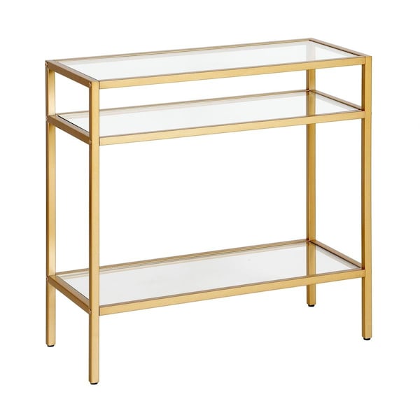 Hudson & Canal Henn  Hart  Sivil Brass Rectangular Side Table - 24 x 24 x 10 in. - ST0478