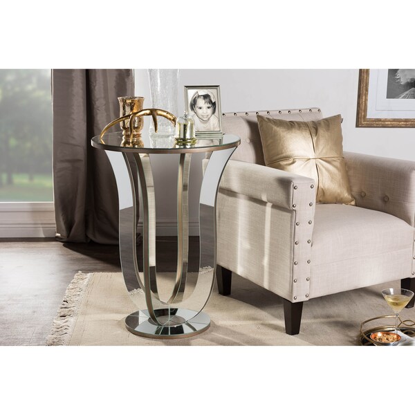 Baxton Studio Kylie Modern Hollywood Glamour Style Mirrored Accent Side Table - 121-6734