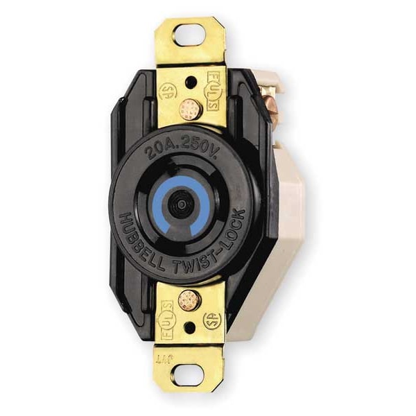 Receptáculo de bloqueo giratorio de 20A Hubbell 2P 3W 250VCA L6-20R BK - HBL2320