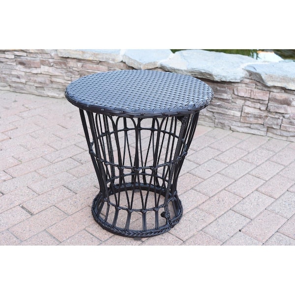 Jeco Papasan Espresso Resin Wicker Side Table - OF-ST006
