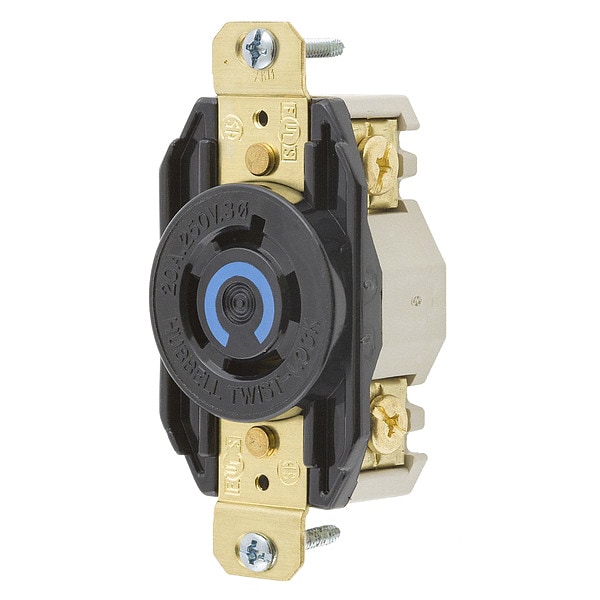 Receptáculo de bloqueo giratorio de 20 A, 3 P, 4 W, 250 VCA L15-20R BK - HBL2420
