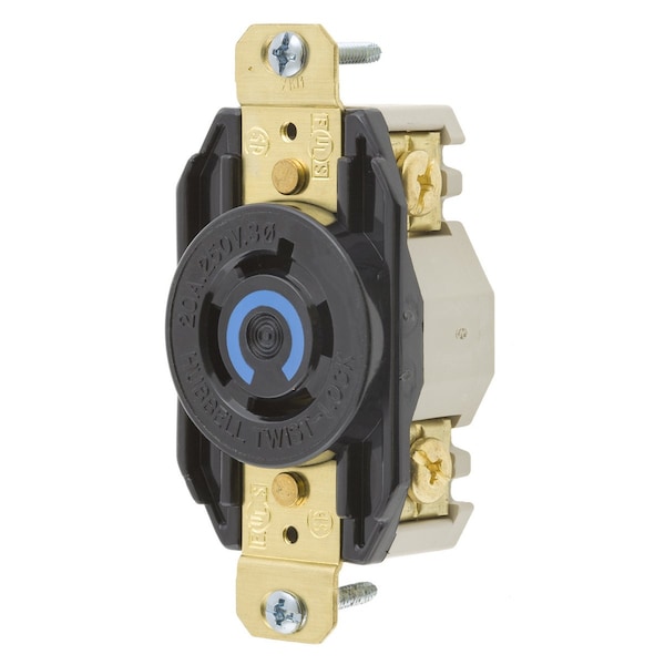 Receptáculo de bloqueo giratorio de 20 A, 3 P, 4 W, 250 VCA L15-20R BK - HBL2420