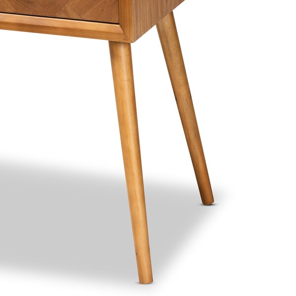 Baxton Studio Mae Mid-Century Modern Natural Brown Finished Wood 2-Drawer Console Table - 176-11062-ZORO