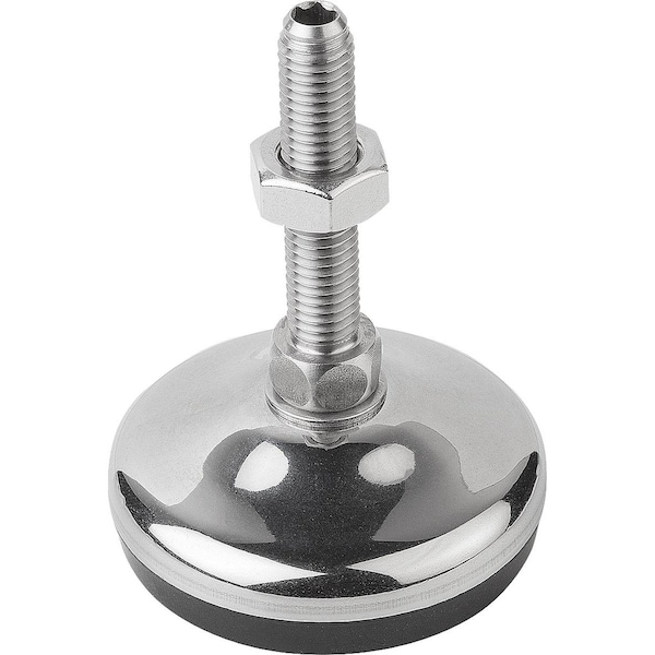 Kipp Levelling Foot With Hexagon Socket, Form:C M16X100, D=80, Stainless Steel, Comp:Rubber - K0739.3208016X100