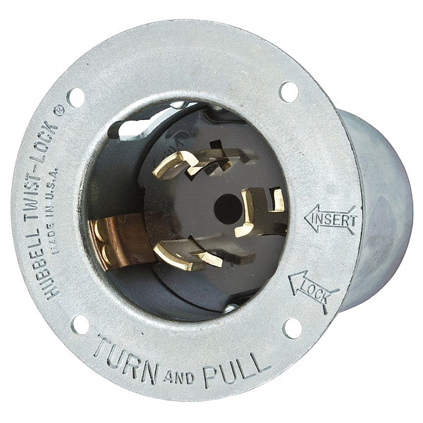 Hubbell 50A Entrada Twist-Lock Bridada 3P 4W 250VAC BK - CS8375