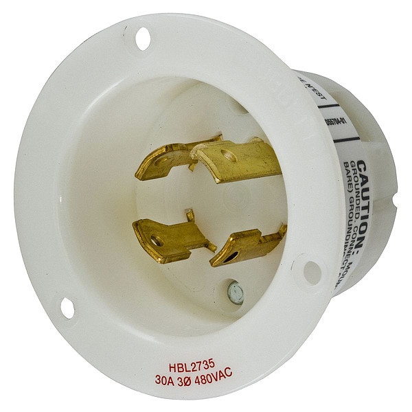 Entrada de bloqueo giratorio Hilandero de 30 A, 3P 4W 480VAC L16-30P WT - HBL2735