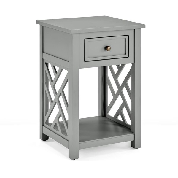 Kd Cama De Bebe Coventry Wood End Table with Drawer & Shelf Gray - KD3843123
