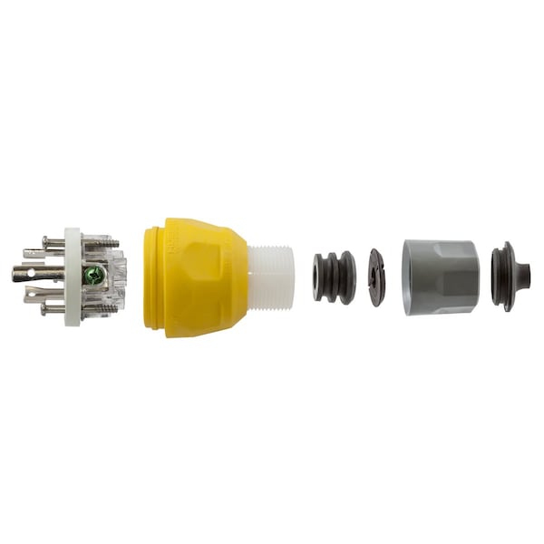 Enchufe de bloqueo estanco Hubbell de 30A, 3 polos, 4 cables, 250VAC L15-30P YL - HBL28W75