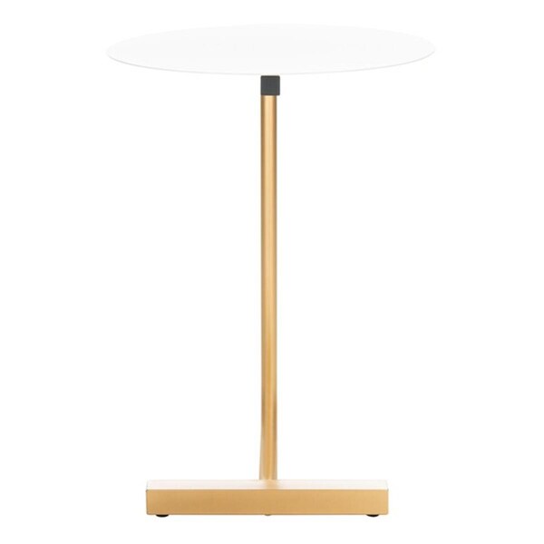 Safavieh Haylee Round Side Table White & Gold - ACC8002B