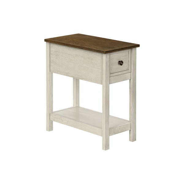 Monarch Specialties Rectangle 2 Tier Accent Side Table W/ Storage Drawer, 24.25 in W, 11.75 in L, 21.75 in H - I 3962