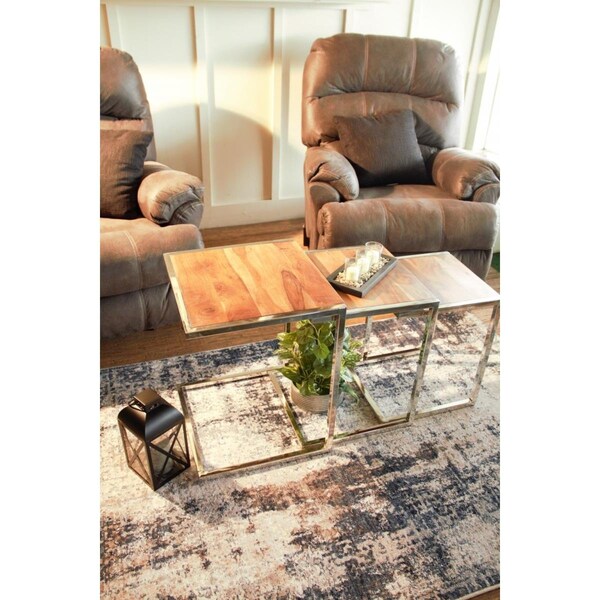 Gfancy Fixtures Stylish Wood & Metal C Shaped Nesting End Tables - Set of 3 - GF3107125