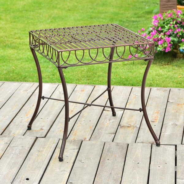 International Caravan Sun Ray Iron Side Table, Bronze - 3481-ST-HD-BZ