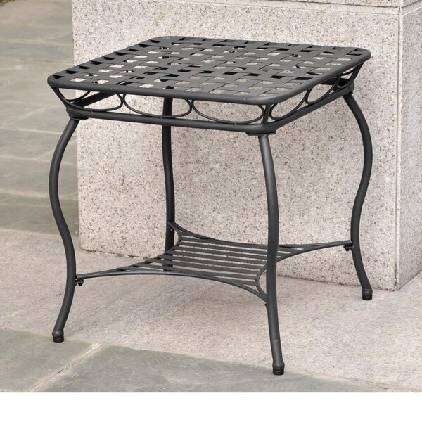International Caravan Santa Fe Iron Nailhead Side Table, Antique Black - 3552-ANT-BK
