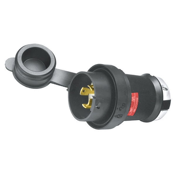 Enchufe a prueba de agua de bloqueo giratorio de 30 amperes de Hubbell 3P 4W 480VAC L16-30P BK/WT - HBL2731SW