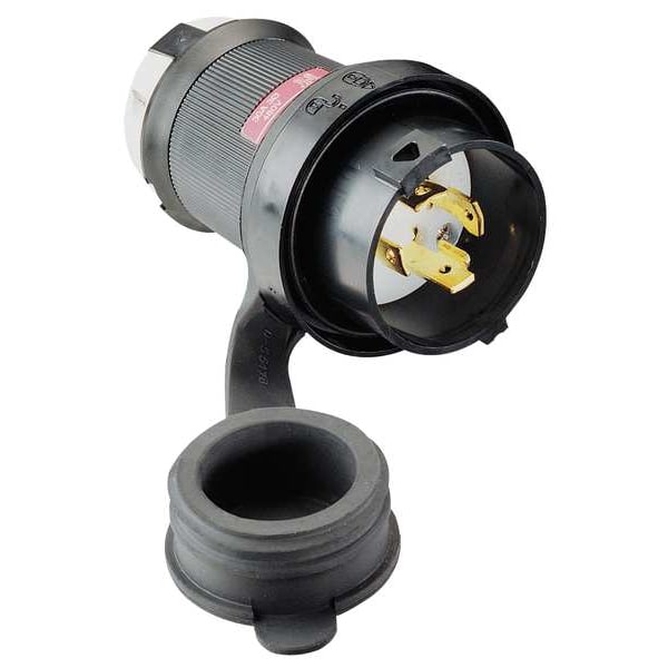 Enchufe a prueba de agua de bloqueo giratorio de 30 amperes de Hubbell 3P 4W 480VAC L16-30P BK/WT - HBL2731SW