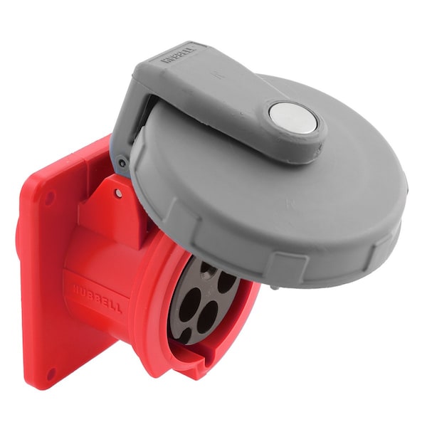 Receptáculo de pasador y enchufe IEC de Hubbell, 100A, 480V - HBL4100R7W