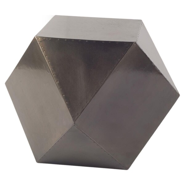 Homeroots Black Iron Plated End Table with Nail Head Detail Hexagonal - 380655