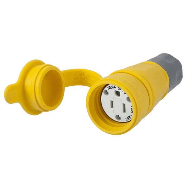 Conector recto a prueba de agua de Hubbell, hembra, 5-15R, 15A125V, 2 polos 3 cables - HBL15W47A