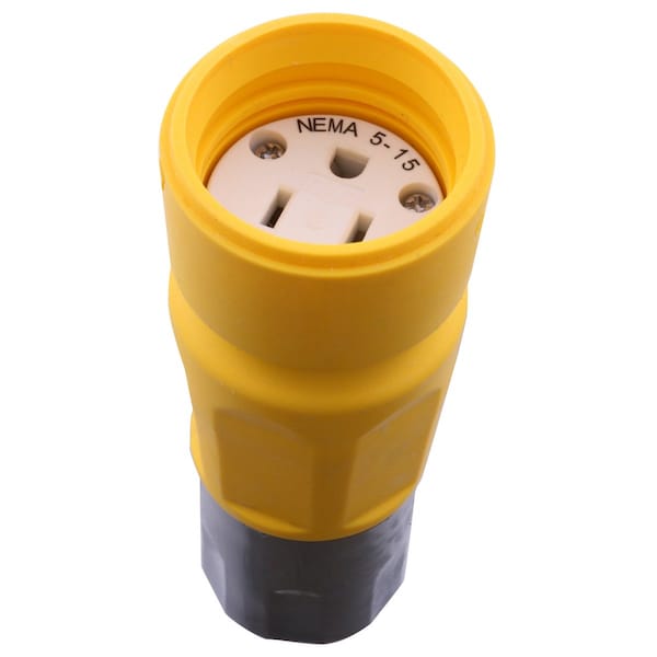 Conector recto a prueba de agua de Hubbell, hembra, 5-15R, 15A125V, 2 polos 3 cables - HBL15W47A