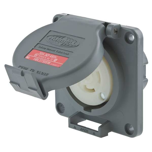Receptáculo a prueba de agua de 30A con bloqueo de torsión de Hubbell, 3P 4W 480VCA - HBL2730SW