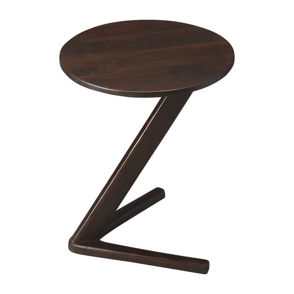 Gfancy Fixtures 20 in. Solid Wood Angled Pedestal Round End Table Dark Brown - GF3103785