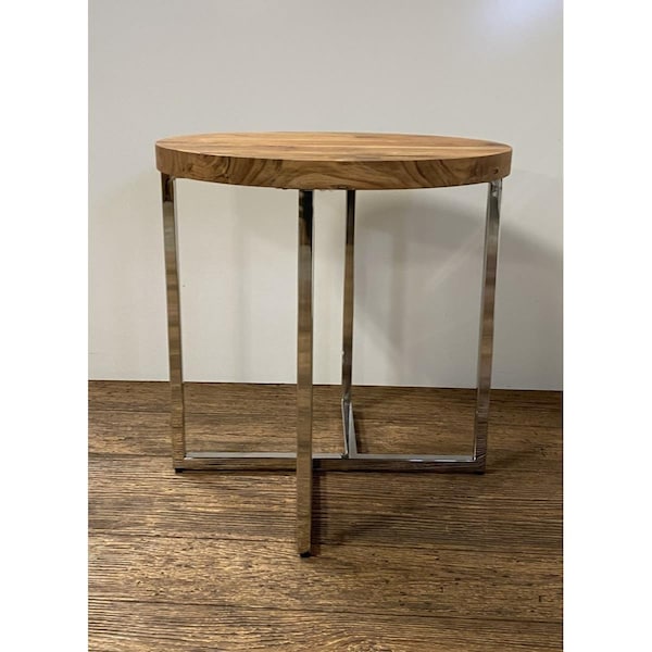 Gfancy Fixtures 21.5 x 21 x 21 in. Modern Rustic Stainless Steel Side or End Table - GF3093174