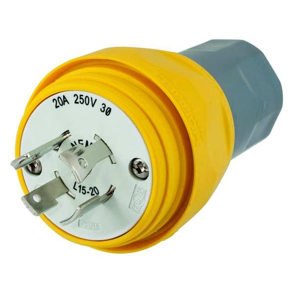 Enchufe de Bloqueo Estanco de 20A 3P 4W 250VAC L15-20P YL - HBL26W75