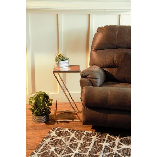 Homeroots Stylish Asymmetrical Wood & Metal Z Shaped Side Table Wood - 471988