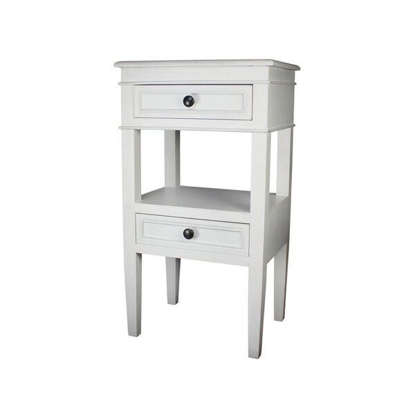 Latestluxury Erika 2-Drawer Middle Shelf Wooden Accent Side Table, White - 285 x 16 x 12 in. - LA2570497