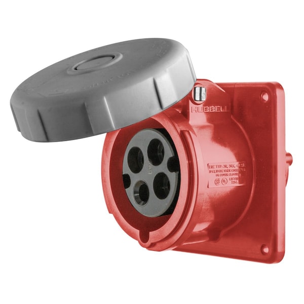 Receptáculo de Clavija y Enchufe IEC de Hubbell, 30A, 480V - HBL430R7W