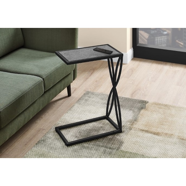 Monarch Specialties Accent Table - 25"H / Grey Stone-Look / Black Metal - I 3305