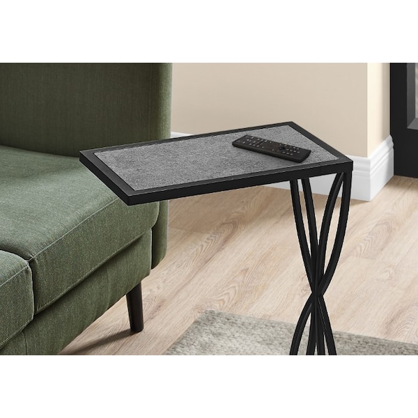 Monarch Specialties Accent Table - 25"H / Grey Stone-Look / Black Metal - I 3305