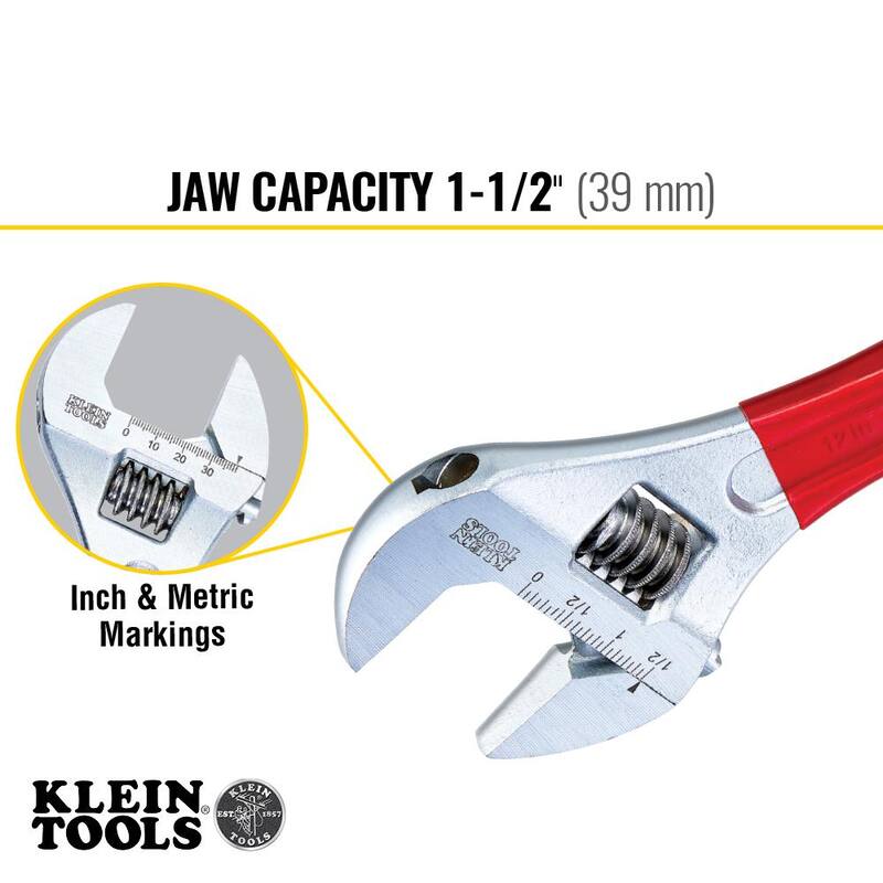Llave ajustable de capacidad extra de 1-1/2 pulgadas con mango recubierto de plástico - D507-12.