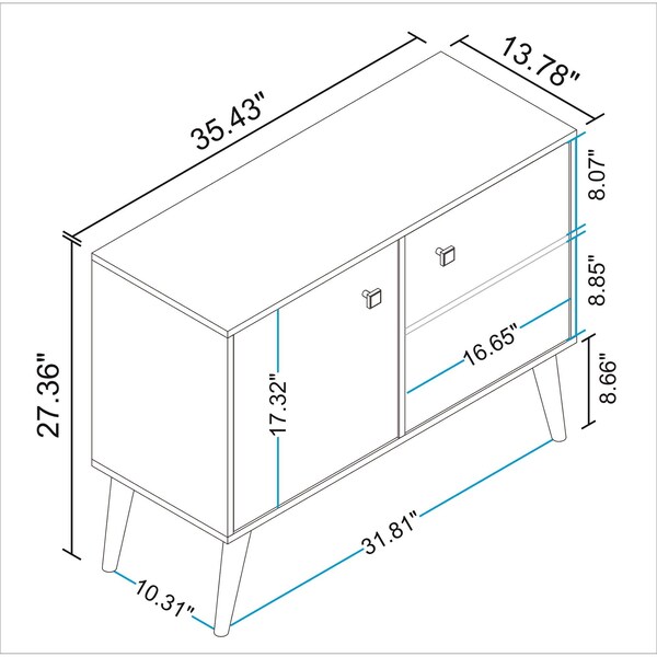 Manhattan Comfort Rectangle Avesta Double Side Table. 2.0, 35.43 W, 13.78 L, 27.36 H, Melamine MDP, White - 7AMC132
