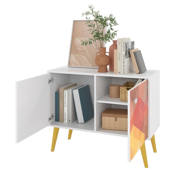 Manhattan Comfort Rectangle Avesta Double Side Table. 2.0, 35.43 W, 13.78 L, 27.36 H, Melamine MDP, White - 7AMC132