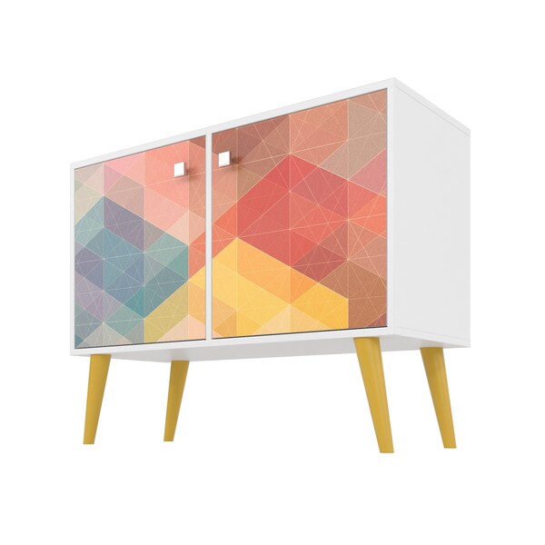 Manhattan Comfort Rectangle Avesta Double Side Table. 2.0, 35.43 W, 13.78 L, 27.36 H, Melamine MDP, White - 7AMC132