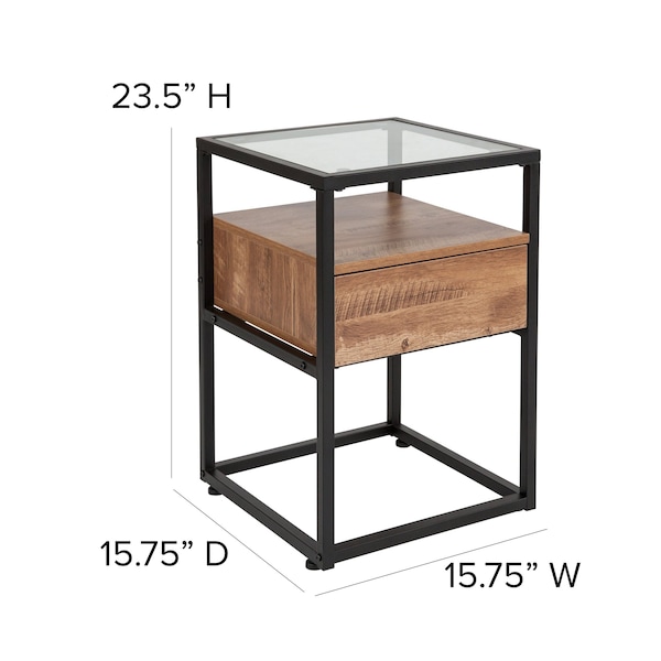 Flash Furniture Glass End Table, Cumberland Rustic - NAN-JN-28102E-GG