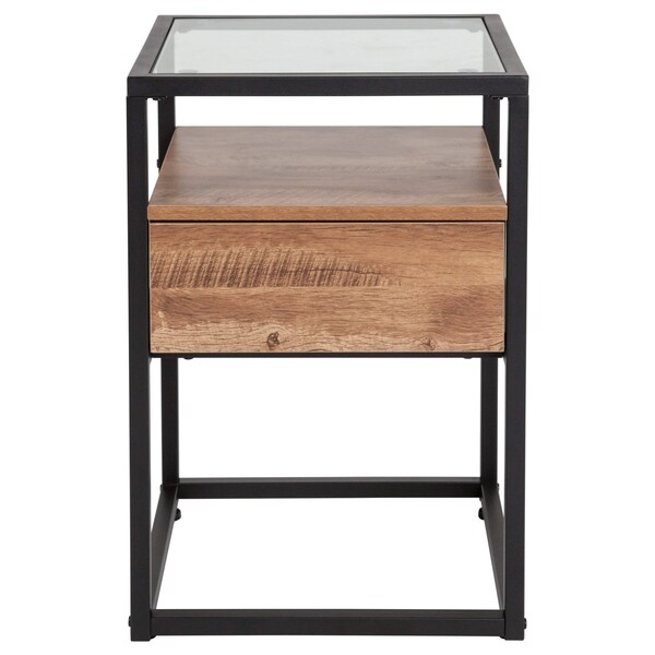 Flash Furniture Glass End Table, Cumberland Rustic - NAN-JN-28102E-GG