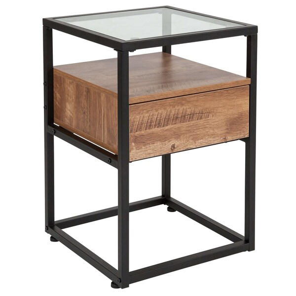 Flash Furniture Glass End Table, Cumberland Rustic - NAN-JN-28102E-GG