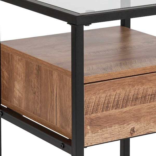 Flash Furniture Glass End Table, Cumberland Rustic - NAN-JN-28102E-GG