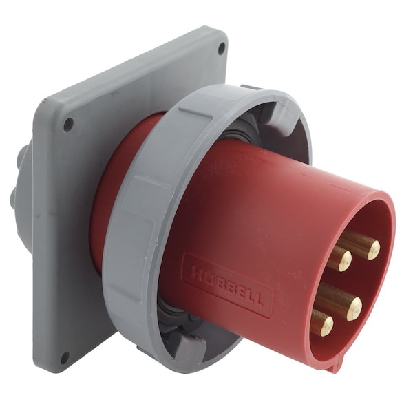 Entrada de clavija y receptáculo IEC de Hubbell, 60A, 480V, Rojo - HBL460B7W