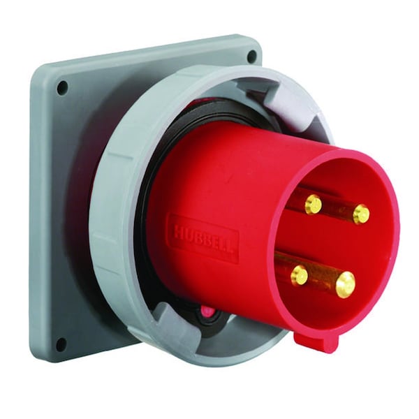 Entrada de clavija y receptáculo IEC de Hubbell, 60A, 480V, Rojo - HBL460B7W