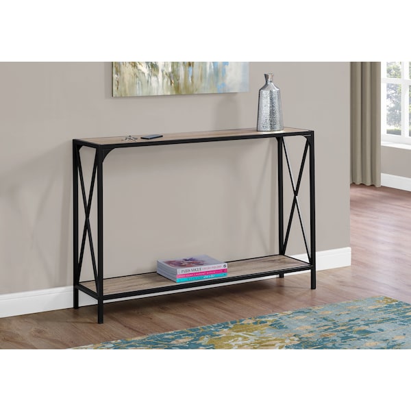 Monarch Specialties Accent Table - 48"L / Dark Taupe / Black Hall Console - I 2125