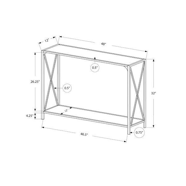 Monarch Specialties Accent Table - 48"L / Dark Taupe / Black Hall Console - I 2125