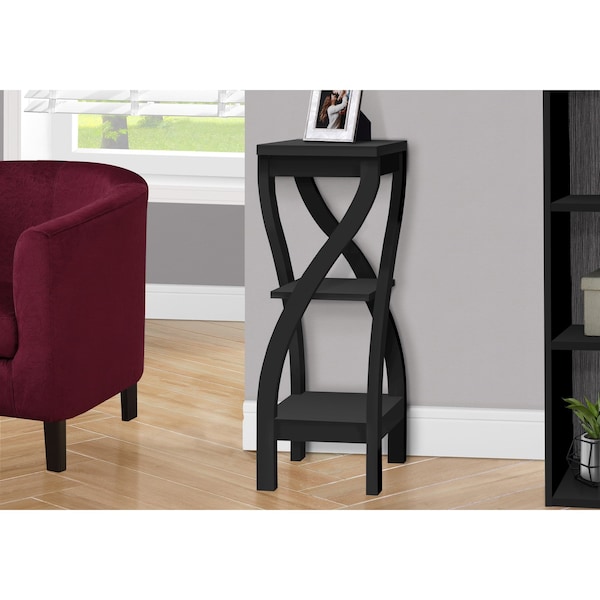 Monarch Specialties Side Table, 11.5 W, 32 H, Particle Board, Hollow-Core, Laminate, Mdf, Black - I 2414