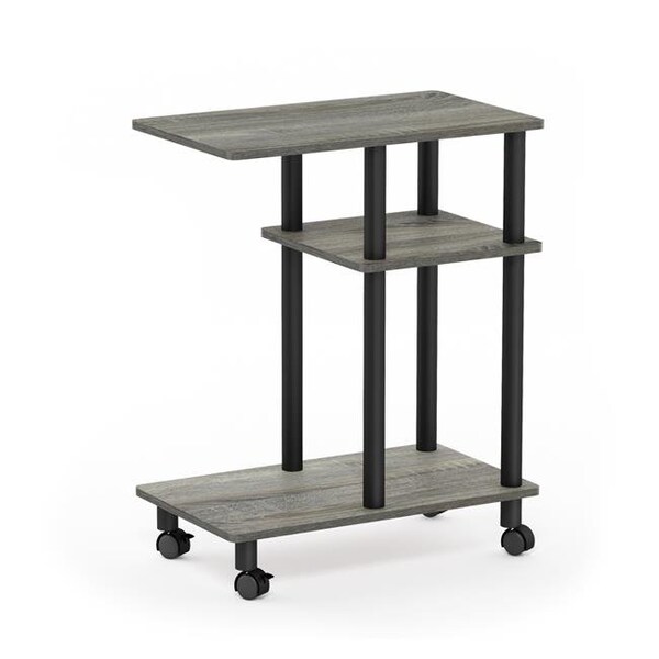 Furinno Furinno 18134GYW-BK Turn-N-Tube U Shape Sofa Side Table with Casters; French Oak Grey & Black - 19.69 x 22.36 x 11.61 in. - 18134GYW/BK