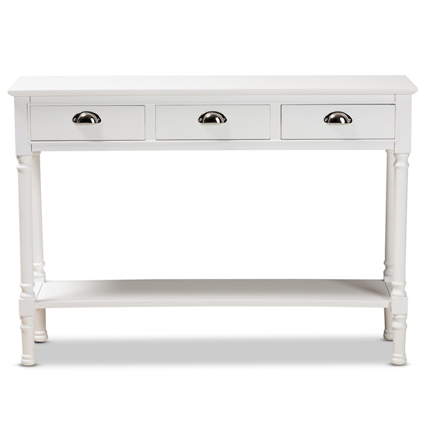Baxton Studio Garvey French Provincial White Finished Wood 3-Drawer Entryway Console Table - 179-11330-ZORO